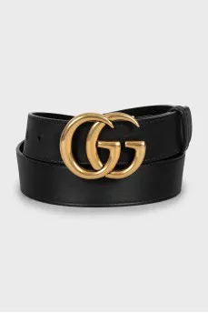 Leather belt with buckle