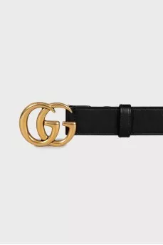 Leather belt with buckle