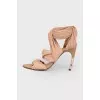 Beige textile sandals