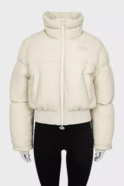 Cropped beige down jacket