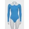 Blue halter neck bodysuit