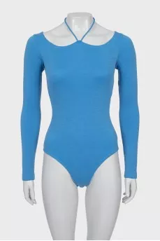 Blue halter neck bodysuit