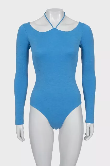 Blue halter neck bodysuit