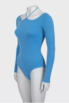 Blue halter neck bodysuit