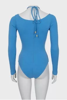 Blue halter neck bodysuit