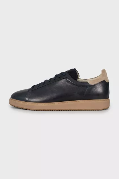 Men's blue leather sneakers