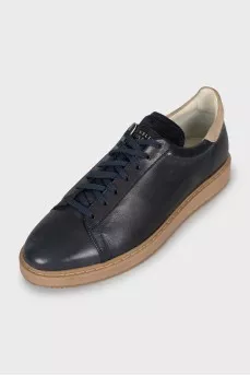 Men's blue leather sneakers