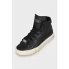 Leather sneakers with signature print