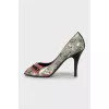 Printed open toe shoes