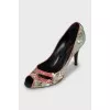 Printed open toe shoes