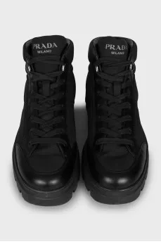 Men's black boots with a massive sole
