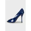 Blue patent leather shoes
