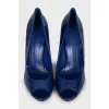 Blue patent leather shoes