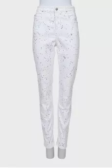 White jeans with a small print