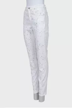 White jeans with a small print