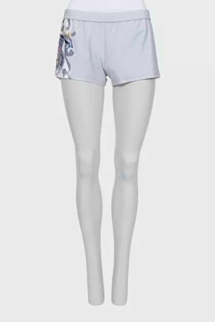 Gray swim shorts with tag