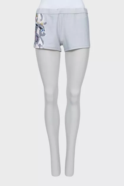 Printed swim shorts with tag