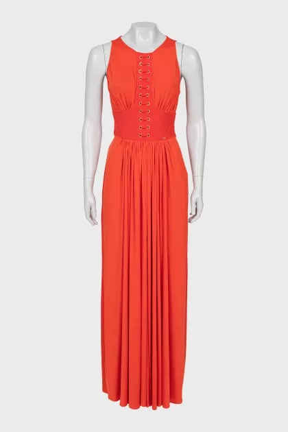 Fitted dress with imitation corset