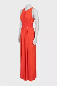 Fitted dress with imitation corset