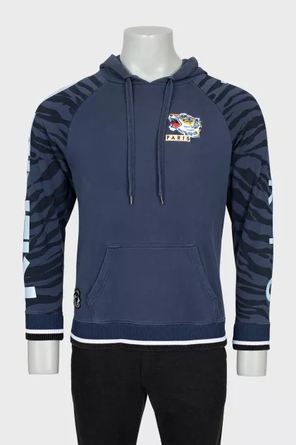Men's embroidered animal print hoodie