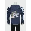 Men's embroidered animal print hoodie