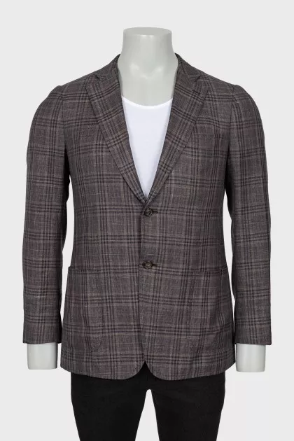 Men's brown checkered blazer