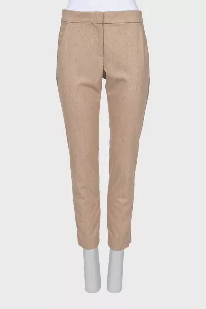 Beige wool and cashmere trousers