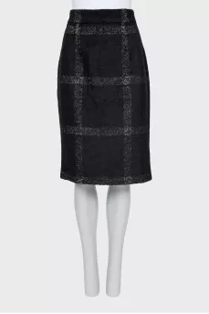 Black Checked Pencil Skirt