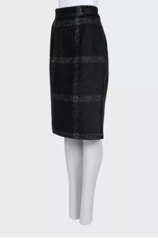 Black Checked Pencil Skirt