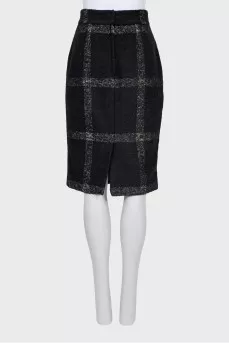 Black Checked Pencil Skirt