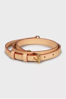 Beige leather belt for bag