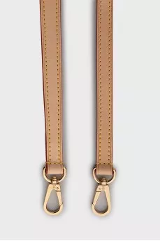 Beige leather belt for bag