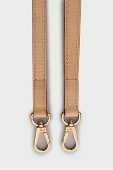 Beige leather belt for bag
