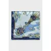 Silk blue scarf with floral print
