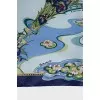 Silk blue scarf with floral print