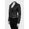 Leather jacket with quilted top