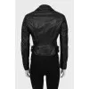 Leather jacket with quilted top
