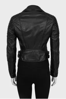 Leather jacket with quilted top