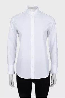 Blouse with ruffles on cuffs and collar