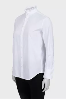 Blouse with ruffles on cuffs and collar
