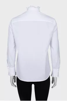Blouse with ruffles on cuffs and collar