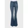 Blue flared mid rise jeans