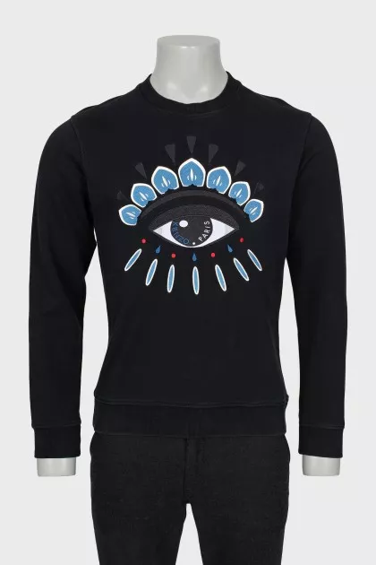 Men's black sweatshirt with embroidery
