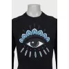 Men's black sweatshirt with embroidery