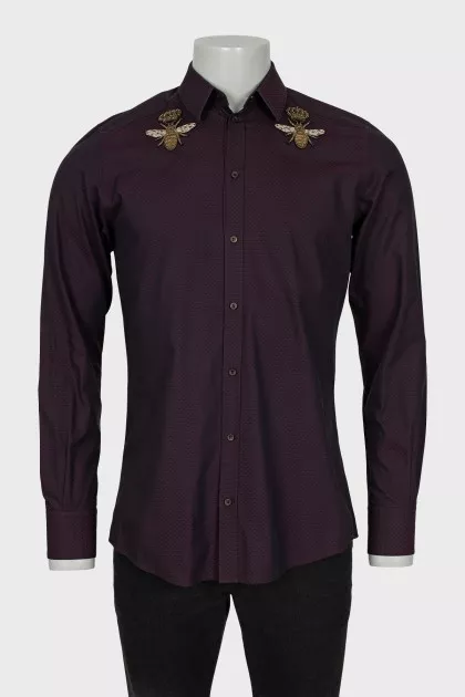Men's purple shirt with branded embroidery