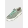 Green textile sneakers