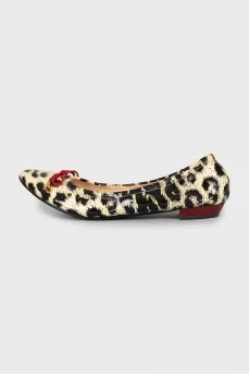 Leather ballet flats with animal print