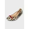 Leather ballet flats with animal print