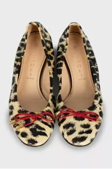 Leather ballet flats with animal print