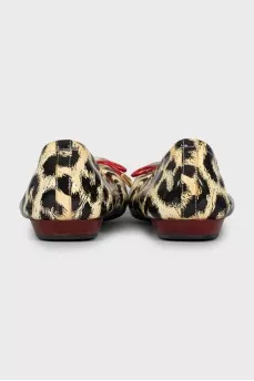 Leather ballet flats with animal print